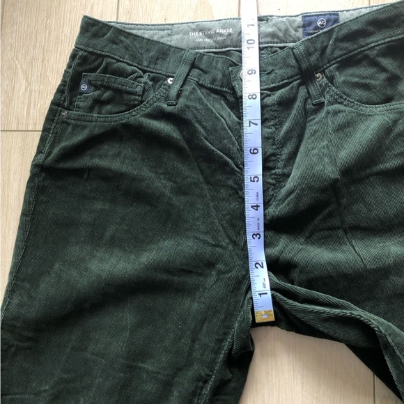 Adriano Goldschmied The Stevie Ankle Corduroy Pants Slim Straight in Dark Green - Picture 11 of 13